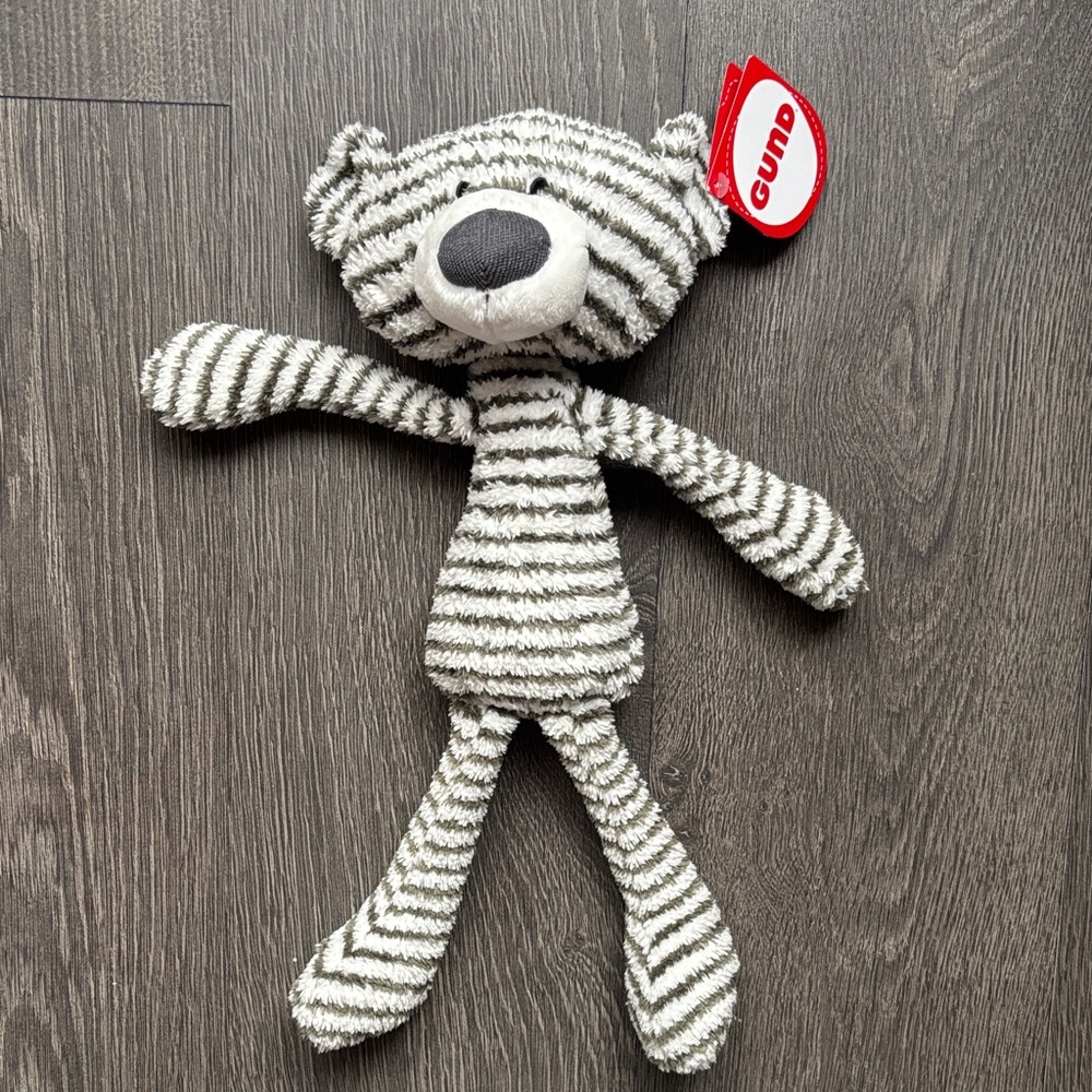 Gund Toothpick Stripes Gray & White Plush Bear Toy